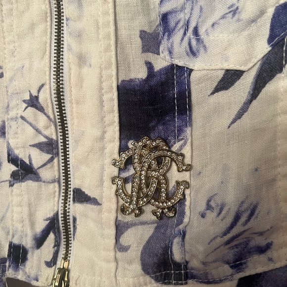 ROBERTO CAVALLI 🇮🇹 rare Vintage Floral zippered collored Brooch Jacket/Top - Picture 3 of 11